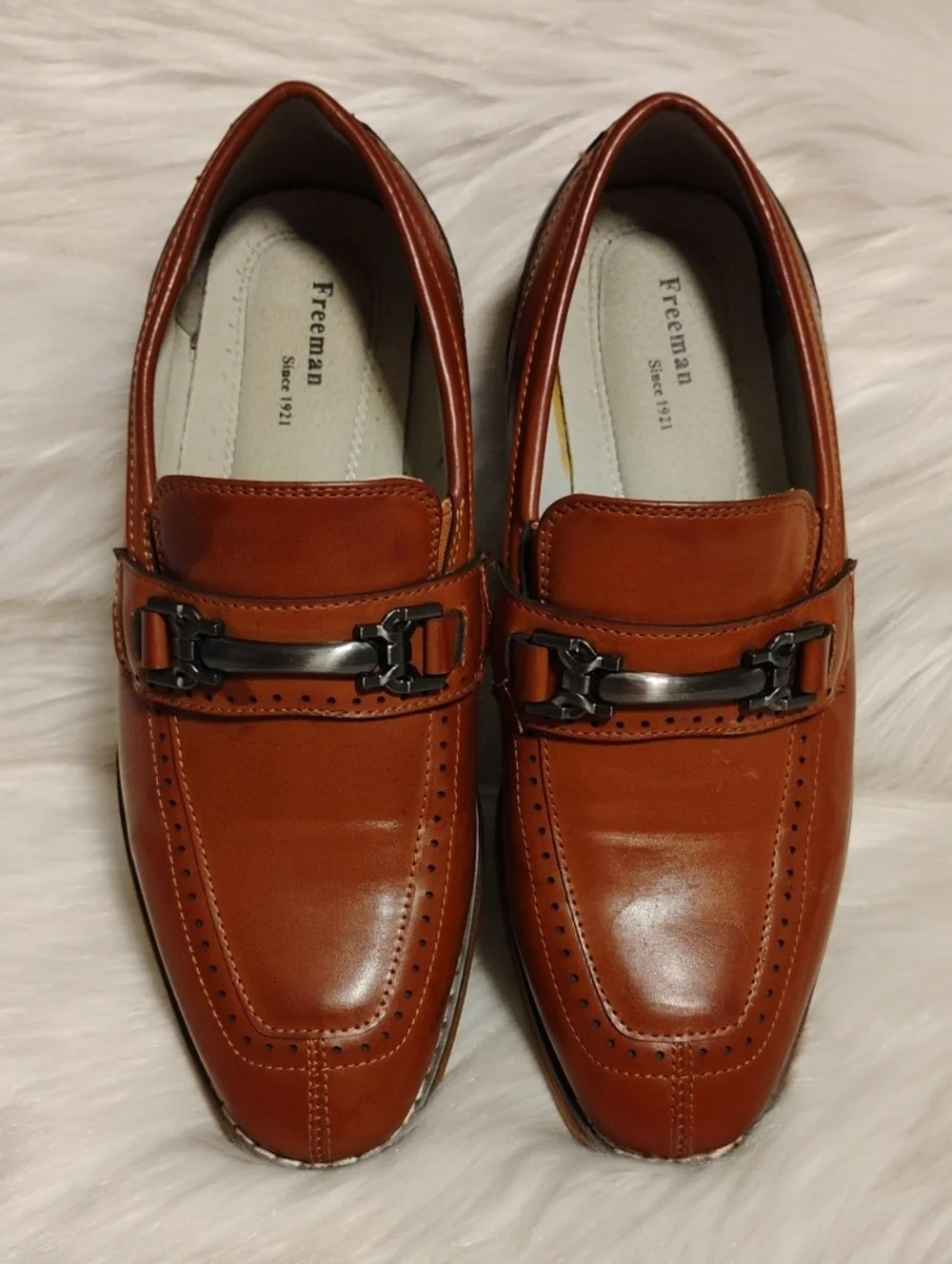 (C-73) Freeman Youth Brown Leather Slip-On Loafers W Metal Bit Sz.3M